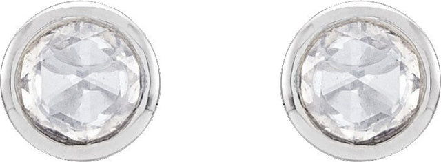 Platinum Natural Diamond Round Bezel-Set Rose-Cut Stud Earrings - view 2