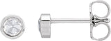 Platinum Natural Diamond Round Bezel-Set Rose-Cut Stud Earrings