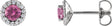 14K Gold Natural Pink Sapphire Round 4-Prong Halo-Style Earrings - White Gold