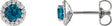Platinum Natural London Blue Topaz Round 4-Prong Halo-Style Earrings
