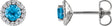 14K Gold Natural Swiss Blue Topaz Round 4-Prong Halo-Style Earrings - White Gold
