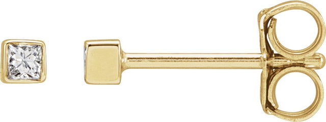 14K Gold Natural Diamond Square Bezel-Set Stud Earrings - Yellow Gold