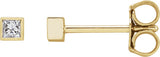 14K Gold Natural Diamond Square Bezel-Set Stud Earrings - Yellow Gold