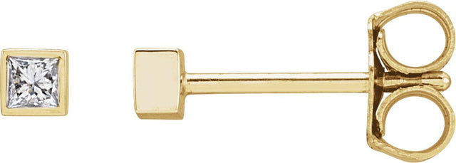 14K Gold Natural Diamond Square Bezel-Set Stud Earrings - Yellow Gold