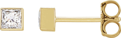 14K Gold Lab-Grown Diamond Square Bezel-Set Stud Earrings - Yellow Gold