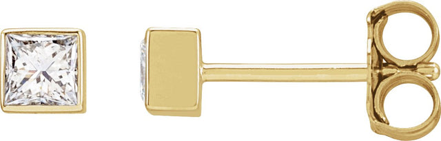 14K Gold Lab-Grown Diamond Square Bezel-Set Stud Earrings - Yellow Gold