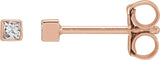 14K Gold Natural Diamond Square Bezel-Set Stud Earrings - Rose Gold