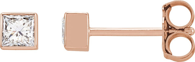 14K Gold Lab-Grown Diamond Square Bezel-Set Stud Earrings - Rose Gold
