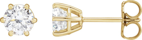14K Gold Lab-Grown Diamond Round 6-Prong Stud Earrings - Yellow Gold