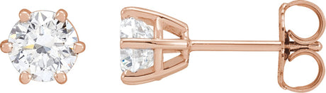 14K Gold Lab-Grown Diamond Round 6-Prong Stud Earrings - Rose Gold