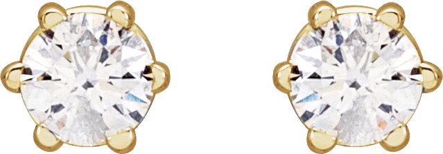 14K Gold Lab-Grown Diamond Round 6-Prong Stud Earrings - Yellow Gold - view 2
