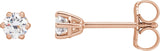 14K Gold Lab-Grown Diamond Round 6-Prong Stud Earrings - Rose Gold
