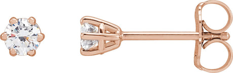 14K Gold Lab-Grown Diamond Round 6-Prong Stud Earrings - Rose Gold