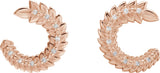 14K Gold Round Natural Diamond Floral Front-Back Hoop Earrings - Rose Gold - view 2