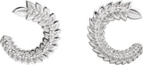 14K Gold Round Natural Diamond Floral Front-Back Hoop Earrings - White Gold - view 2
