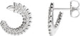 Platinum Round Natural Diamond Floral Front-Back Hoop Earrings