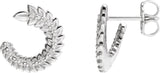 Platinum Round Natural Diamond Floral Front-Back Hoop Earrings