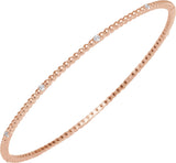 14K Gold Round Natural Diamond Accented Beaded Bangle Bracelet - Rose Gold - view 2