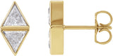 14K Gold Triangle Natural Diamond Two-Stone Bezel-Set Earrings - Yellow Gold