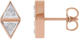 14K Gold Triangle Natural Diamond Two-Stone Bezel-Set Earrings - Rose Gold