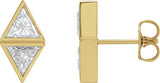 14K Gold Triangle Natural Diamond Two-Stone Bezel-Set Earrings - Yellow Gold