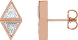 14K Gold Triangle Natural Diamond Two-Stone Bezel-Set Earrings - Rose Gold