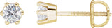 14K Gold White Cubic Zirconia Round 6-Prong Stud Earrings - Yellow Gold