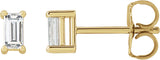 14K Gold Natural Diamond Straight Baguette 4-Prong Stud Earrings - Yellow Gold