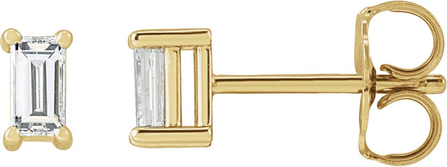14K Gold Lab-Grown Diamond Straight Baguette 4-Prong Stud Earrings - Yellow Gold