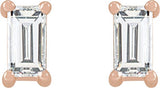 14K Gold Natural Diamond Straight Baguette 4-Prong Stud Earrings - Rose Gold - view 2
