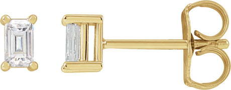 14K Gold Lab-Grown Diamond Straight Baguette 4-Prong Stud Earrings - Yellow Gold