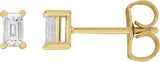 14K Gold Natural Diamond Straight Baguette 4-Prong Stud Earrings - Yellow Gold