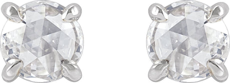 Platinum Lab-Grown Moissanite Round 4-Prong Claw Rose-Cut Stud Earrings - view 2