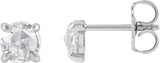 Platinum Lab-Grown Moissanite Round 4-Prong Claw Rose-Cut Stud Earrings
