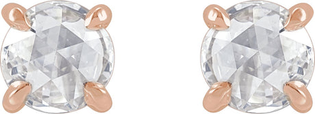 14K Gold Lab-Grown Moissanite Round 4-Prong Claw Rose-Cut Stud Earrings - view 2