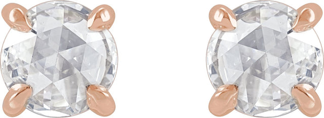 14K Gold Lab-Grown Moissanite Round 4-Prong Claw Rose-Cut Stud Earrings - view 2