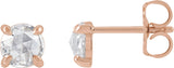 14K Gold Natural Diamond Round 4-Prong Claw Rose-Cut Stud Earrings - Rose Gold