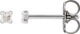 14K Gold Natural Diamond Round 4-Prong Claw Rose-Cut Stud Earrings - White Gold