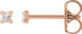 14K Gold Natural Diamond Round 4-Prong Claw Rose-Cut Stud Earrings - Rose Gold