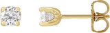14K Gold Natural Diamond Round 4-Prong Stud Earrings – 2.5-4mm Stones - Yellow Gold