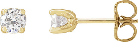 14K Gold Natural Diamond Round 4-Prong Stud Earrings – 2.5-4mm Stones - Yellow Gold