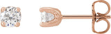 14K Gold Natural Diamond Round 4-Prong Stud Earrings – 2.5-4mm Stones - Rose Gold