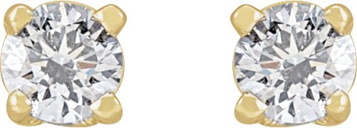 14K Gold Lab-Grown Diamond Round 4-Prong Stud Earrings - Yellow Gold - view 2