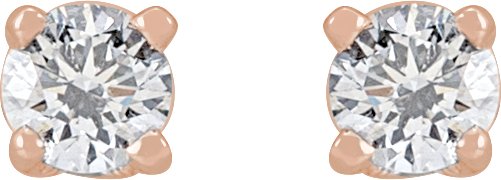 14K Gold Lab-Grown Diamond Round 4-Prong Stud Earrings - Rose Gold - view 2