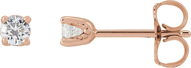 14K Gold Lab-Grown Diamond Round 4-Prong Stud Earrings - Rose Gold