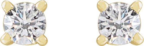 14K Gold Lab-Grown Diamond Round 4-Prong Stud Earrings - Yellow Gold - view 2