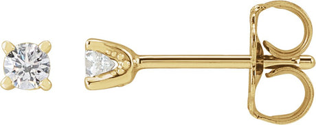 14K Gold Lab-Grown Diamond Round 4-Prong Stud Earrings - Yellow Gold