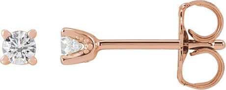 14K Gold Lab-Grown Diamond Round 4-Prong Stud Earrings - Rose Gold