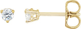 14K Gold Natural Diamond Round 3-Prong Stud Earrings - Yellow Gold