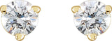 14K Gold Natural Diamond Round 3-Prong Stud Earrings - Yellow Gold - view 2